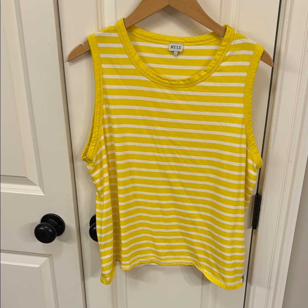 KULE Yellow and White Striped Tank Top